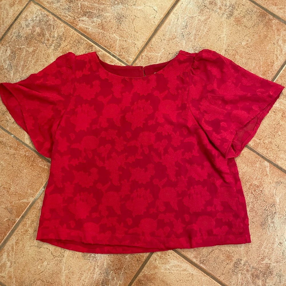 LOFT Flutter sleeve red top - Size SP